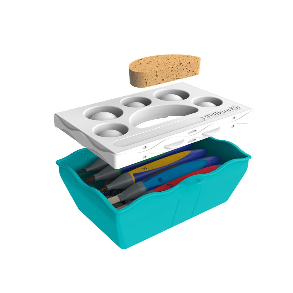 Pelikan 816977 Kreativfabrik Large Painting Accessory Set Including 5 Griffix Brushes and 5 Tempera Tubes, 1 Piece, Blue