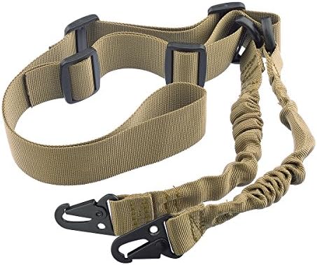 2 Point Rifle Sling,Srasi Military Tactical Safety Two Points Outdoor Sling Adjustable Strap Multi Use Gun Sling for Outdoor Sports/Double Point Sling With FAST-LOOP Adjuster (Earth A)
