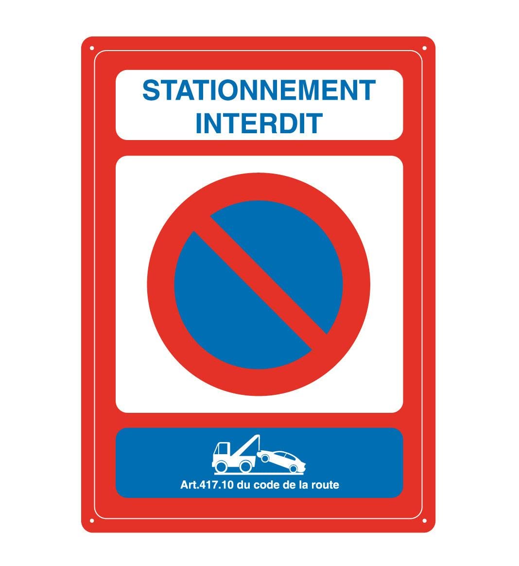 AUA SIGNALETIQUE 202059-AI-p-210x300 Product Information: Pre-drilled Panel, Parking Forbidden, 210x300 mm