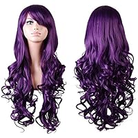 Rbenxia Curly Cosplay Wig Long Hair Heat Resistant Spiral Costume Wigs Anime Fashion Wavy Curly Cosplay Daily Party Purple 32" 80cm