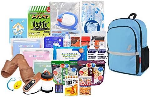 防災専門店MT-NET 防災セット 【女性用】 1人用 〔 防災のプロが選んだ 防災グッズ 全48種 〕 選べるリュック カラー そら色〔2020年モデル〕