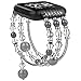 CreateGreat for Fitbit Versa Bands, Stainless Steel Metal Replacement Wristbands Bling Adjustable Fitbit Versa Accessories Pearl Bracelet Strap