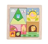 Le Toy Van Petilou-Woodland Puzzle Blocks Puzzle Premium Wooden Toys for Kids Ages 12 Months & Up