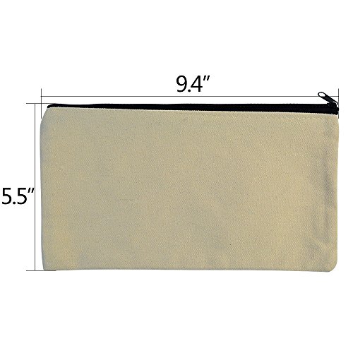 baotongle 10 PCS Multi-Purpose Cotton Canvas Zipper Invoice Bill Bag Pen Pencil Cosmetic Makeup Bag Pouch Blank DIY Craft Bag 9 x 5 inches Random Color Zipper