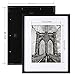 ONE WALL 16x20 Inch Poster Frame Display Pictures 11x14 with Mat or 16x20 Without Mat, Tempered Glass Wood Frame Wall Hanging Picture Frame Black - Mounting Hardware Included