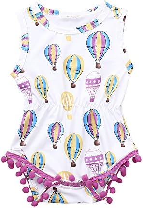 Oldeagle Baby Infant Girls Cartoon Hot Air Balloon Print Sleeveless Romper Jumpsuit Baby Outfits