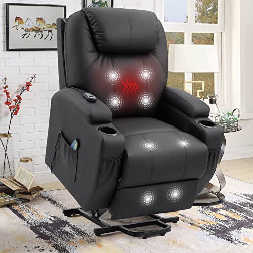Leather Recliner Armchair Power Lift Recliner With Cup Holder