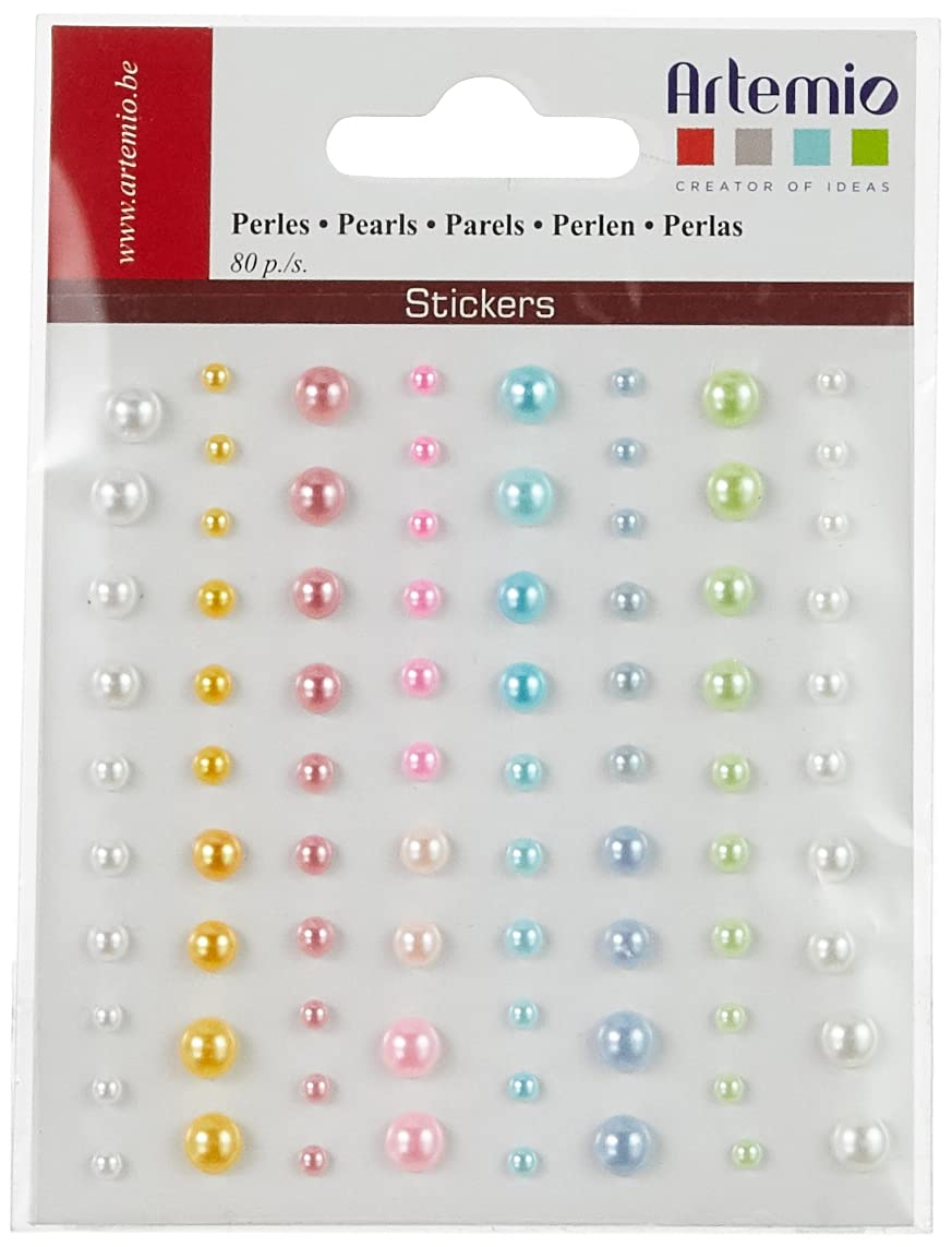 Artemio 80-Piece Pearls Adhesive Rhinestones, Multi-Colour