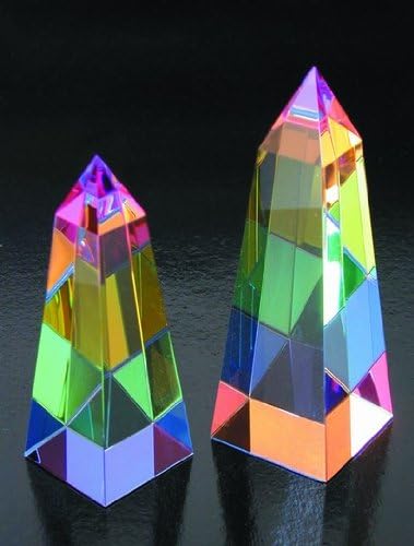 Rainbow Obelisk Crystal Paperweight - Large