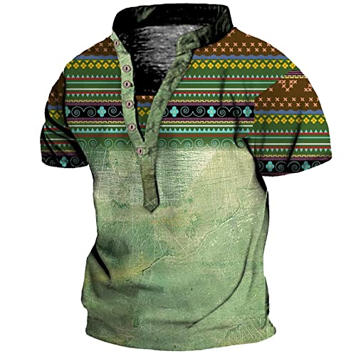 Mens Hide Belly Crewneck Henley Shirts Casual Tops