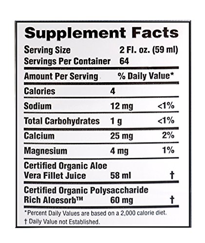 Lily of the Desert Preservative Free Organic Inner Fillet Aloe Vera Juice, 128 Ounce - Supports Health Digestion