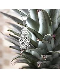 Plata de ley Piña Colgante con 18" Caja Cadena