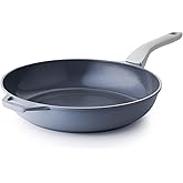 PRICUSIS Nonstick Ceramic Frying Pan, 8/10/12 Inch Non Toxic Skillet, Egg & Omelet & Chef's Pan, Induction Compatible & Oven Safe, Dishwasher Safe,PTFE PFAS & PFOA Free (12 Inch, Gray)