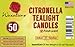 Waxations Citronella Summer Yellow 50 Pack Indoor/Outdoor Tealight Candles USA MADE