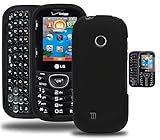 LG Cosmos 3 Phone Case, Bastex Hard Rubberized Black Snap On for LG Cosmos 3 VN251S**INCLUDES SCREEN PROTECTOR**