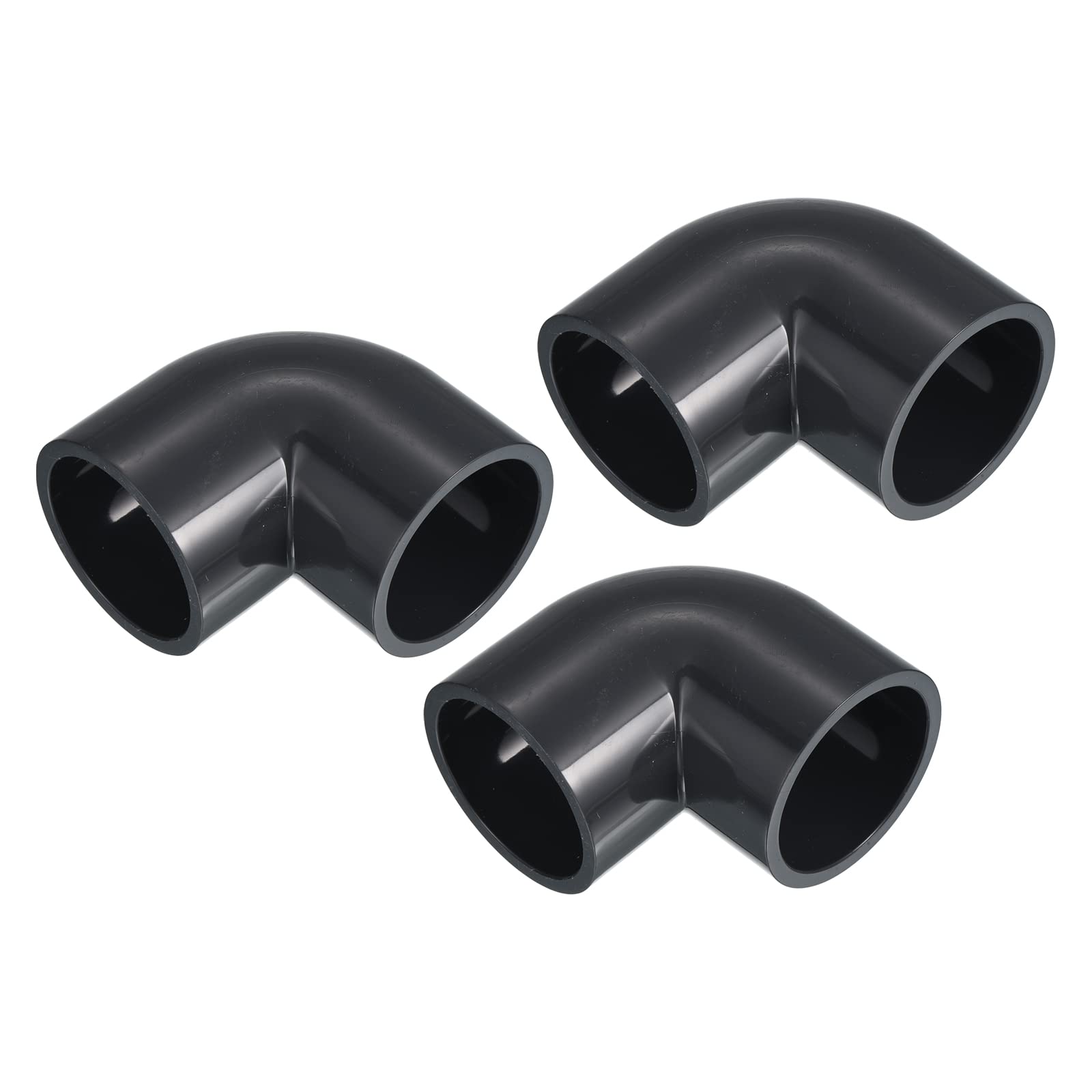 PATIKIL UPVC Pipe Fitting Elbow 50mm Socket, 3 Pack 90 Degree Adapter Connector, Gray