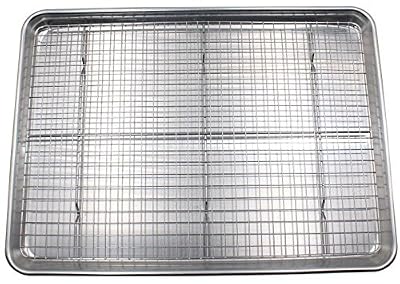 Checkered Chef Half Sheet Pan and Rack Set - Aluminum Cookie Sheet/Baking Tray with Stainless Steel Oven Safe Cooling Rack