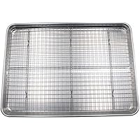 Checkered Chef Baking Sheet with Wire Rack Set - Single Set w/ Half Sheet Pan & Stainless Steel Oven Rack for Cooking