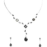 Faship Gorgeous CZ Crystal Floral Necklace Earrings Set