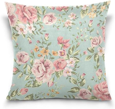 Ur pillowcase Shabby Chic Vintage Floral Cushion Pillowcase;Cotton Velvet Square Throw Pillow Case Decorative Cushion Cover Pillowcase Cushion Case for Sofa;Bed;Chair;Auto Seat;(16x16inch) Twin Sides