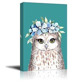 Animal Series Handdrawing Owl with Flower Garland