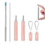 2 Pack Reusable Metal Straws Collapsible Stainless