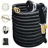 Morvat Expandable Garden Hose, Water Hose, Expanding Garden Hose, Flexible Hose, Retractable Hose, 3800D Brass + 10 Setting Spray Nozzle + Heavy Duty Brass Nozzle + Hose Holder + Carry Bag, 75 FT