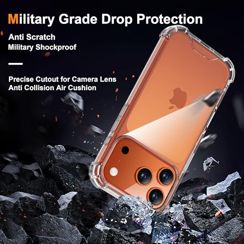 ORETECH 4 in 1 Case for iPhone 17 Pro Max (6.9 Inches) with [2 Tempered Glass and 1 Camera Glass] Shockproof Hard PC Case with Bumper-Transparent