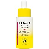 Derma E Vitamin C Glow Face Oil, 1 Fl Oz Vitamin C Oil with Turmeric | Nourishing facial oil illuminates with turmeric, seabuckthorn &amp; red raspberry for radiant, glowing complexion, all skin types
