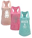 Tough Cookie's Women's Yoga Burnout Tank Top 3 Pack Deal Printed Arts (Small, Light Peach/Neon Pink/Mint)
