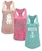 Tough Cookie's Women's Yoga Burnout Tank Top 3 Pack Deal Printed Arts (Small, Light Peach/Neon Pink/Mint)