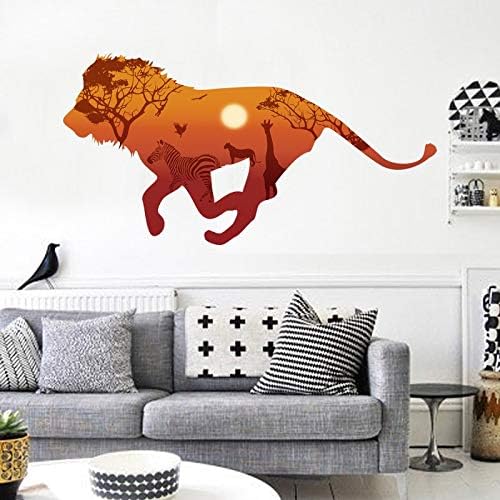 QIANGST Africa running lion giraffe zebra silhouette Animal 3D wall stickers creative decals for living room kids decor mural poster