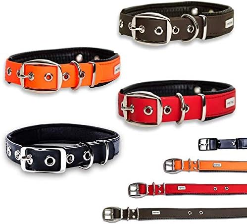 PetTec Comfortable Dog Collar, Permanent & Robust; Made with Strong, Tear Resistant Trioflex, Perfect Size for Big or Small Dogs, Great Fit with Padding Weatherproof and Waterproof (Brown)