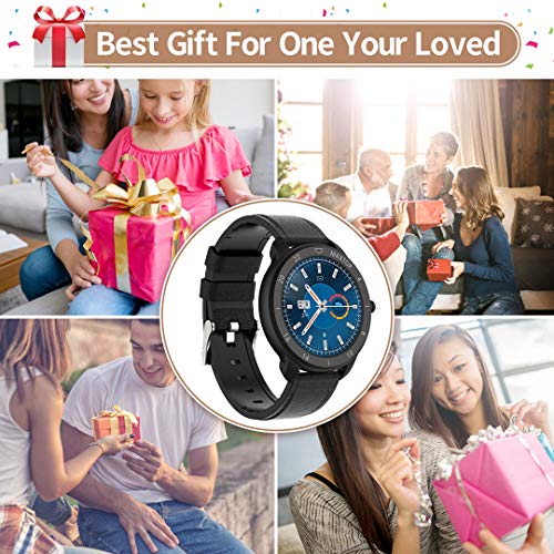 MAXTOP Smart Watch Android Compatible with iPhone Samsung, Bluetooth Android Smart Watches Waterproof, Smartwatch iPhone Fitness Activity Tracker with Monitor Heart Rate Sleep for Women Men (Black)