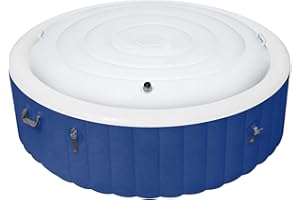 MJOGGOTT 5.4 Ft Inflatable Hot Tub Cover, Portable Hottub Cover, Energy Saving Lid for Round Hot Tub, Foldable Protective Rain Overflow Cover for Outdoor Inflatable Hot Tubs Rain-Proof Snow-Proof