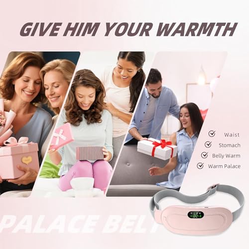 Period Heating Pad, DMG Cordless Electric Heating Belt, Rapid Heating Pad with 3 Heating Levels and 4 Vibrating Massage Modes, Period/Period, Back or Belly Pain Relief for Women or Girls (A)