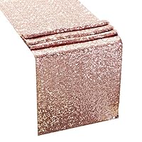 2 Pack 12 x 108 Inch Rose Gold Glitter Sequin Premium Table Runner, for Pool Party Birthday Banquet Baby Shower Decoration Home Celebration Activities