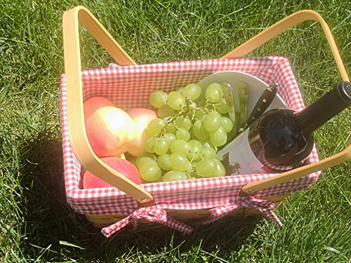 Picnic Basket Natural Woven Woodchip with Double Folding Handles | Easter Basket | Storage of Plastic Easter Eggs and Easter Candy | Organizer Blanket Storage | Bath Toy and Kids Toy Storage - Thumbnail 4