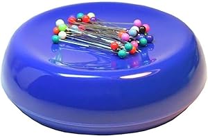 Grabbit Magnetic Sewing Pincushion with 50 Plastic Head Pins – Magnet Pin Organizer for Quilting, Embroidery, Needles, Bobby Pins, & Craft Storage, Blue