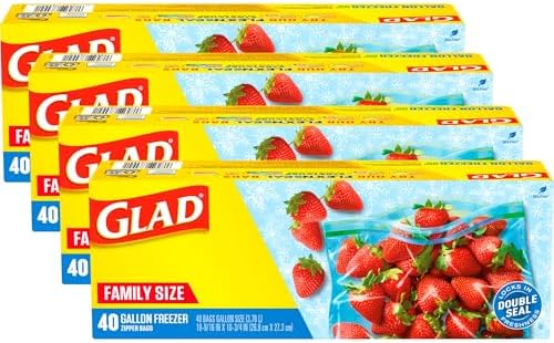 Glad Zipper Food Storage Freezer Bags Gallon Size 40 Count