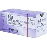 Oasis Vet PGA (Polyglycolic Acid) Surgical Suture, 4-0, (FS-2) 3/8 19mm Reverse Cutting Needle, 75cm, 12/Box, Veterinary Use