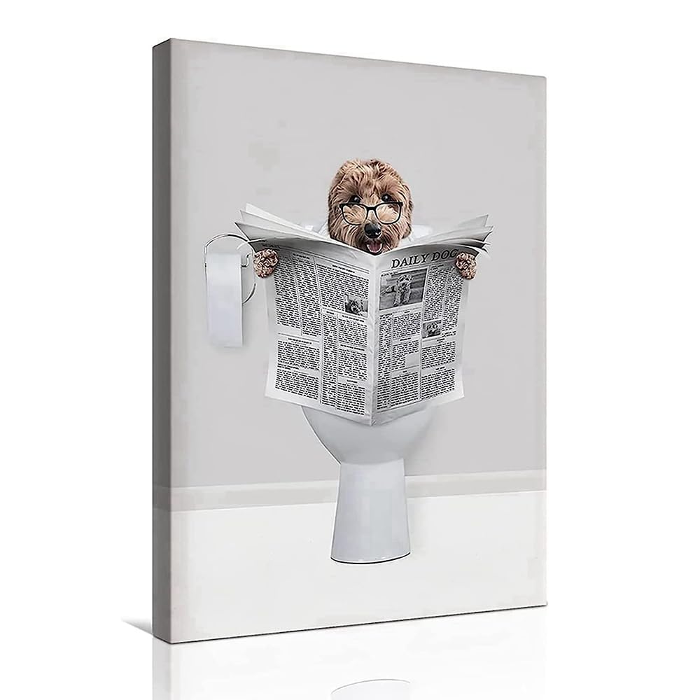 QPLGTU Bathroom Animal Decoration Pictures, Interesting Animal Poster Decoration Pictures, Bath Cow Poster Decoration Canvas Painting, Frameless (Style 1, 40x60cm*1)