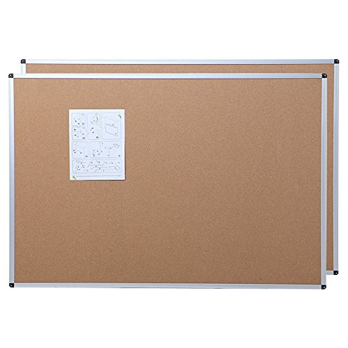 VIZPRO Cork Notice Board, 36 X 24 Inches, Pack of 2, Silver Aluminium Frame Pricepulse