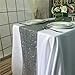 TRLYC 12 x 120 Inch Sparkly Silver Sequin Table Runner, Silver