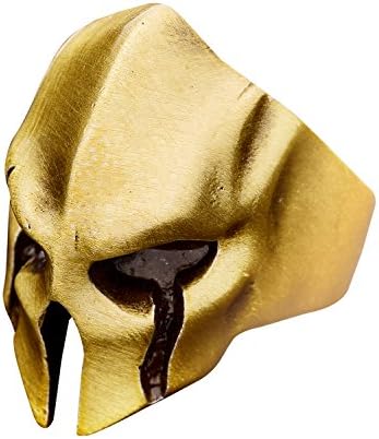 Men's Gothic Biker Punk Vintage Ring Spartan Mask Helmet Nordic Pagan Adjustable Viking Rings