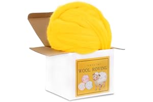 QMNNMA Wool Roving Bulk - 8.82oz Super Wool Chunky Yarn, Wool Roving Top for Needle Felting, Soft Felting Wool Supplies for Hand Spinning, Felting, Blending, Weaving and DIY Craft