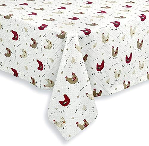 Cackleberry Home Farmhouse Chicken Cotton Fabric Tablecloth 60 X 84 Rectangular