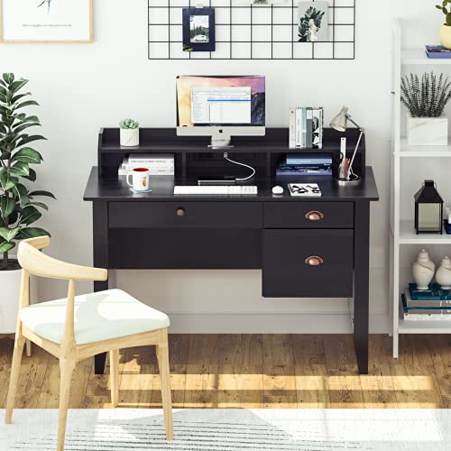 Kealive Computer Desk with 3 Drawers and Hutch Shelf, 47" Executive