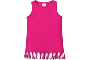 Noomelfish Girls Fringe Tank Tops Cotton Summer Sleeveless Shirts (5-12 Years)