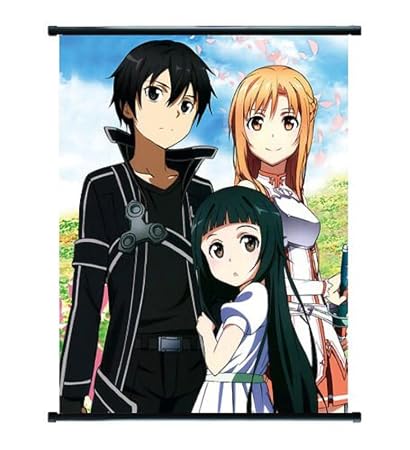 Sword Art Online Wandrolle mit Anime-Motiv Kirito, Asuna & Yui, mittelgroß, 40 x 60 cm
